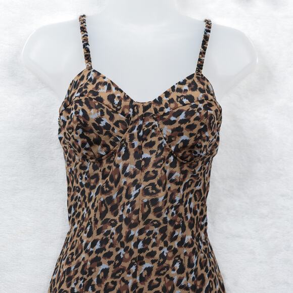 VICTORIAS SECRET Leopard‎ Fitted Gown Chemise Slip Dress Mob Wife Animal Print M - Picture 2 of 8